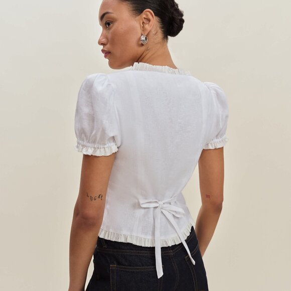 NWOT Reformation Rosemary Linen Top White US 4 - Picture 4 of 8